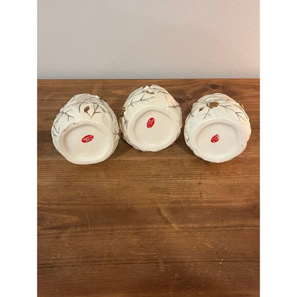 Set of 3 Ceramic Leaf Tealight Candle Holders Cream Gold Cutout Autumn Decor - Picture 6 of 7